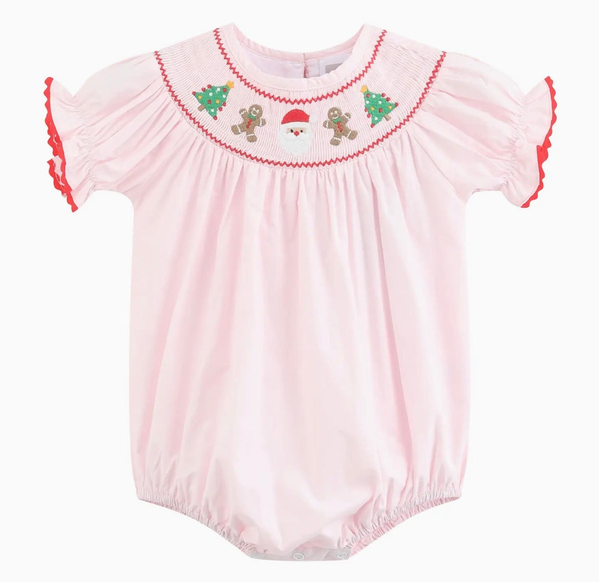 Pink Christmas Smocked Bubble