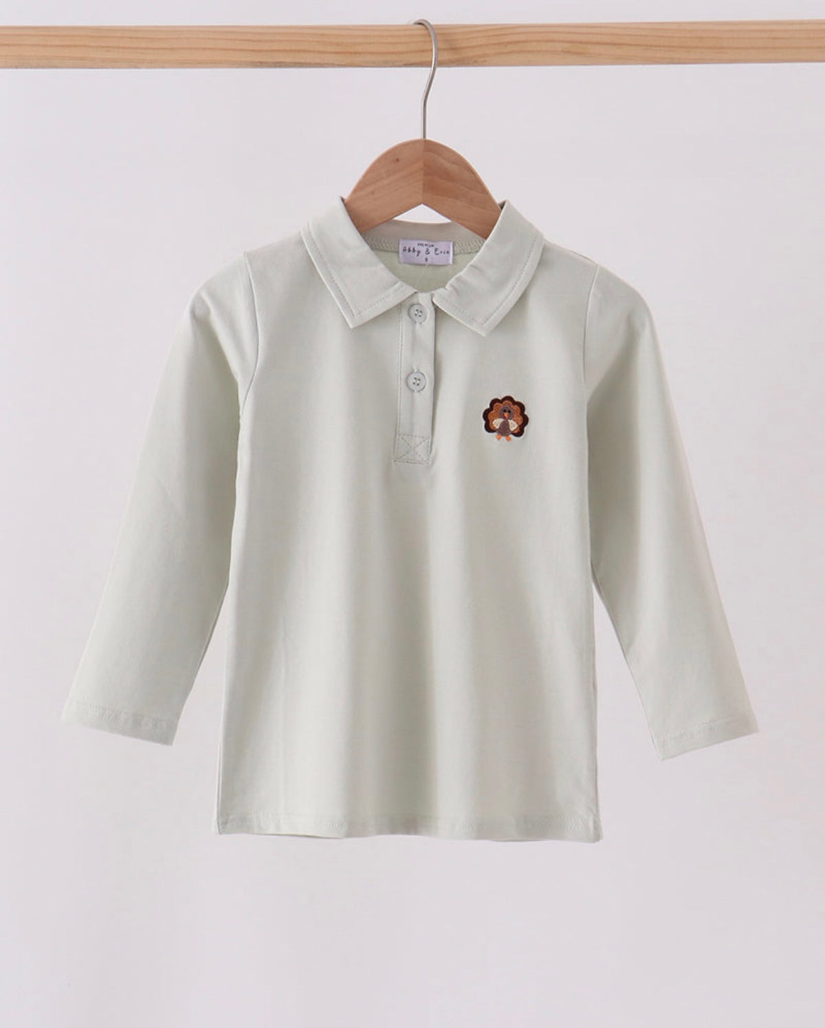 Sage Turkey Embroidered 3 Button Top