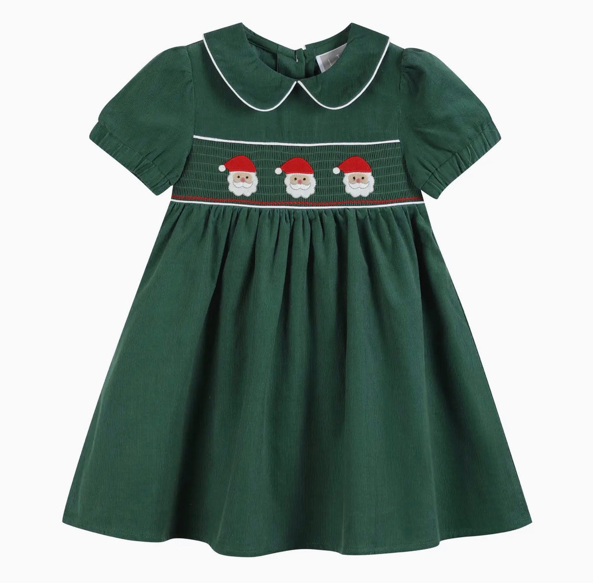 Green Corduroy Santa Smocked Dress