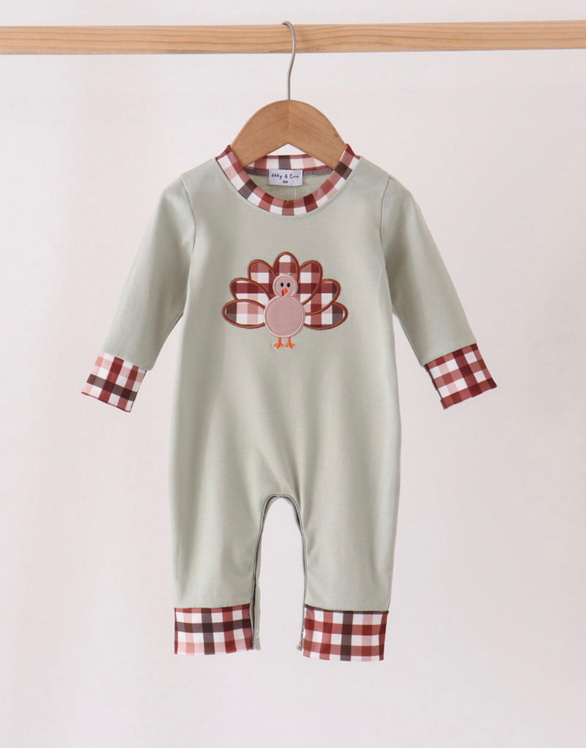 Sage Turkey Appliqué Romper