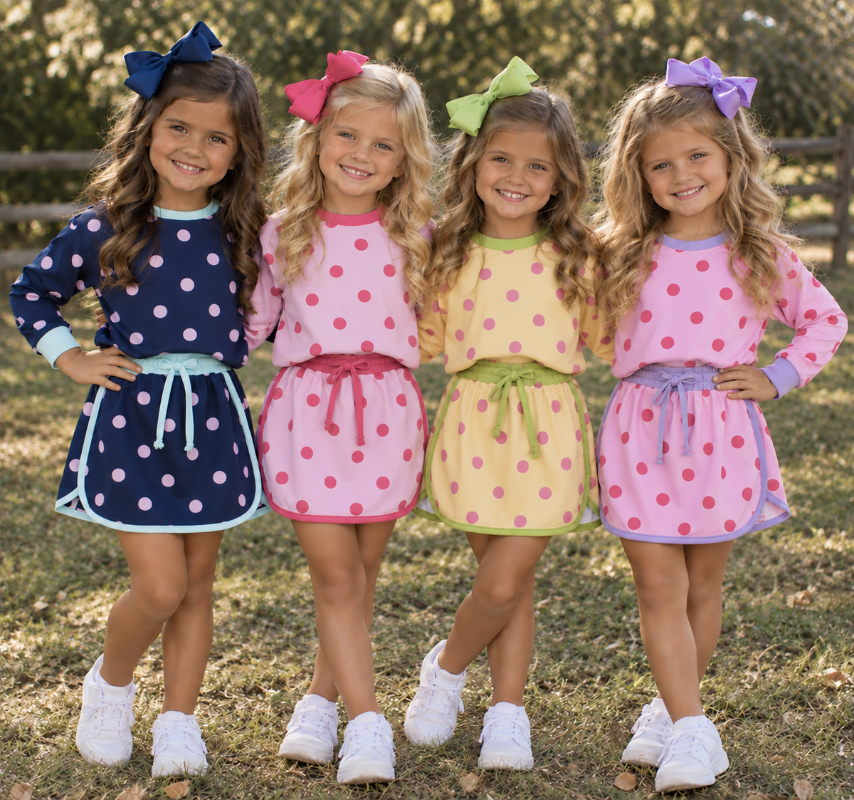 Long Sleeve Polka Dot Skort Set