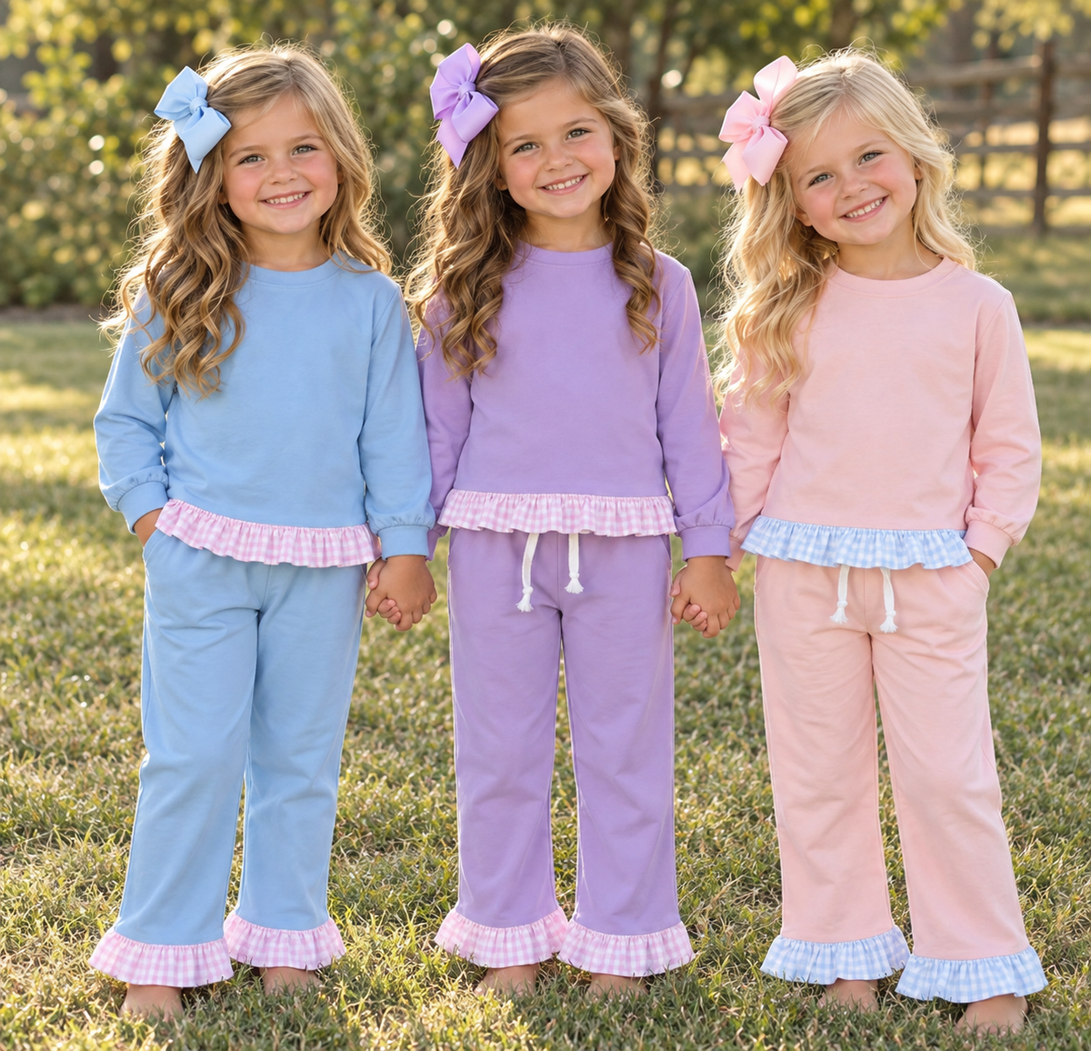 Gingham Ruffle Pants Set