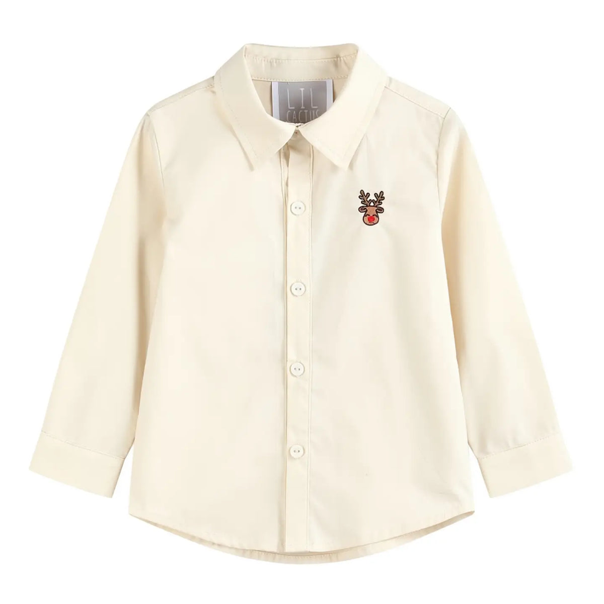 Beige Reindeer Dress Shirt