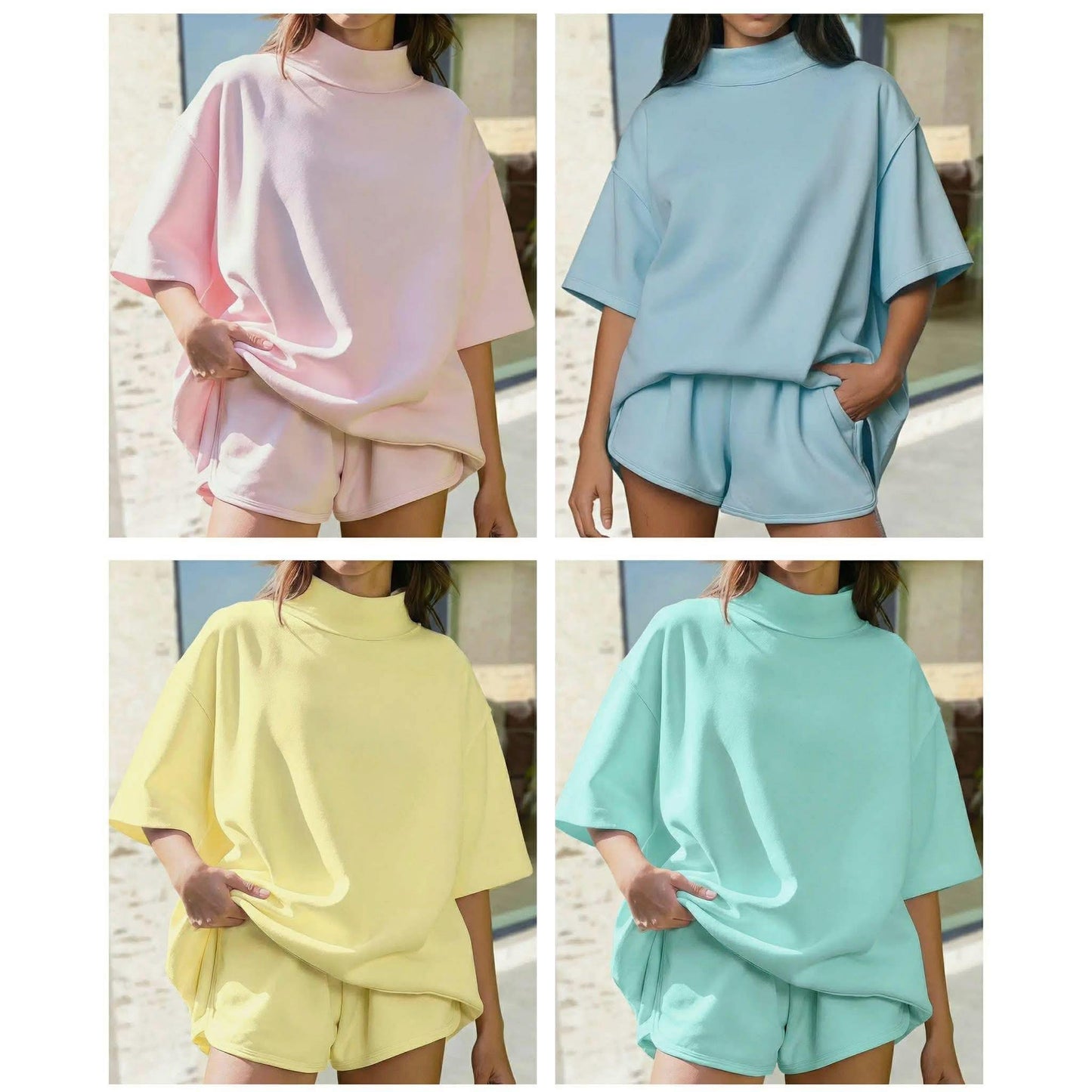 Mockneck Shorts Set