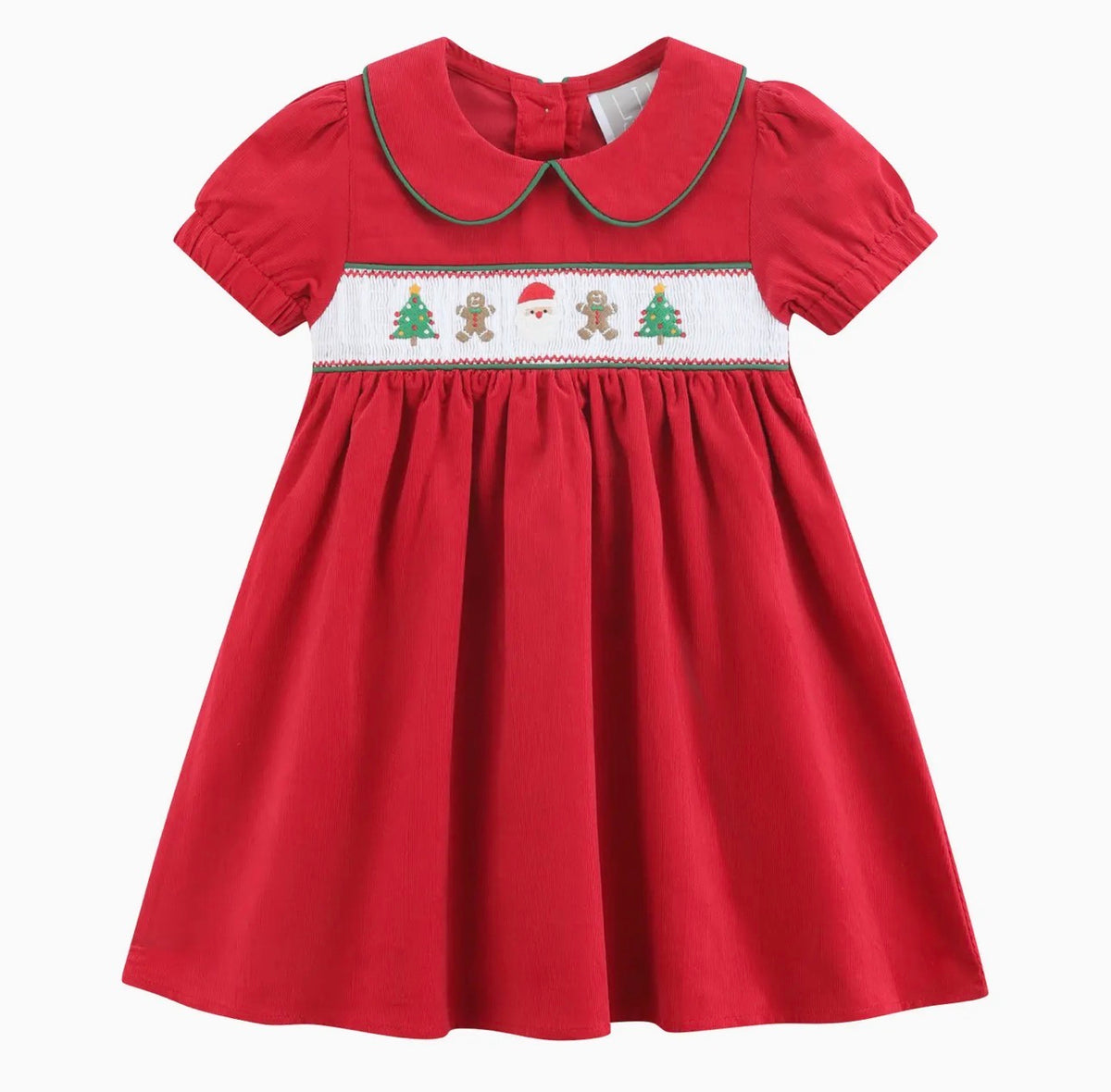Red Corduroy Christmas Smocked Dress
