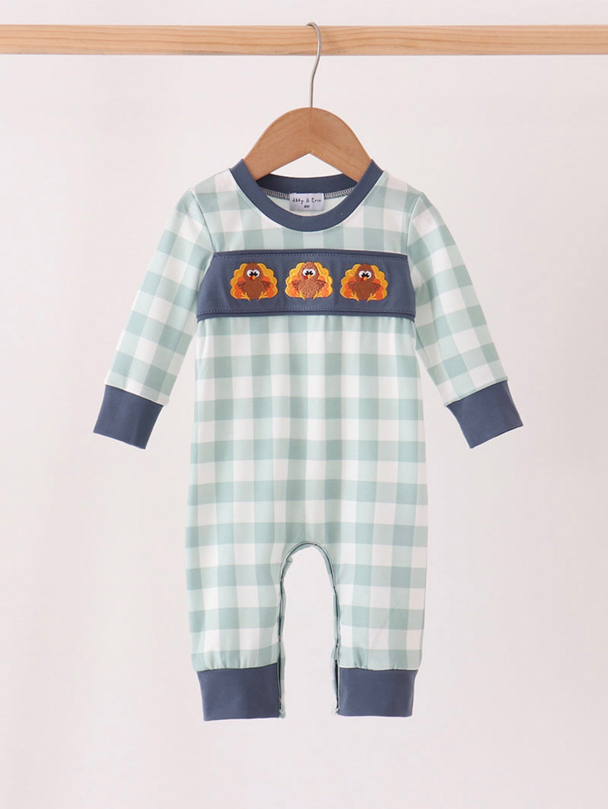 Sage Turkey Gingham Romper