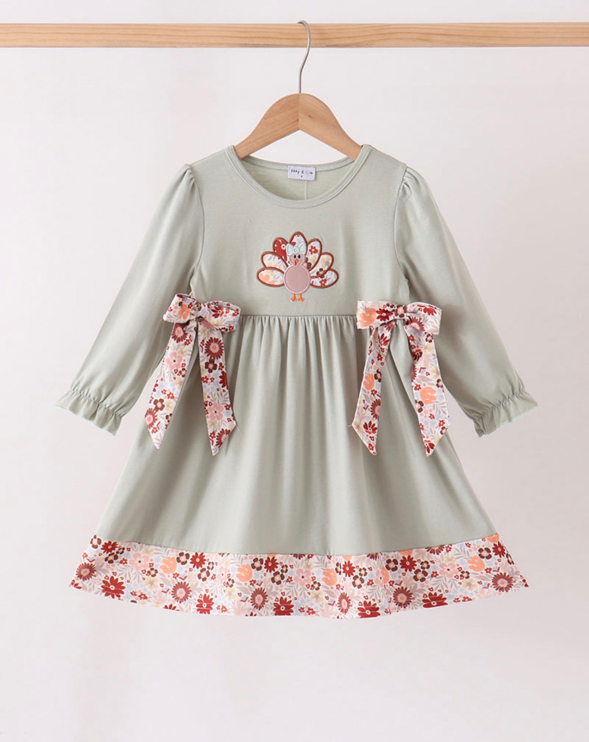 Sage Turkey Appliqué Dress