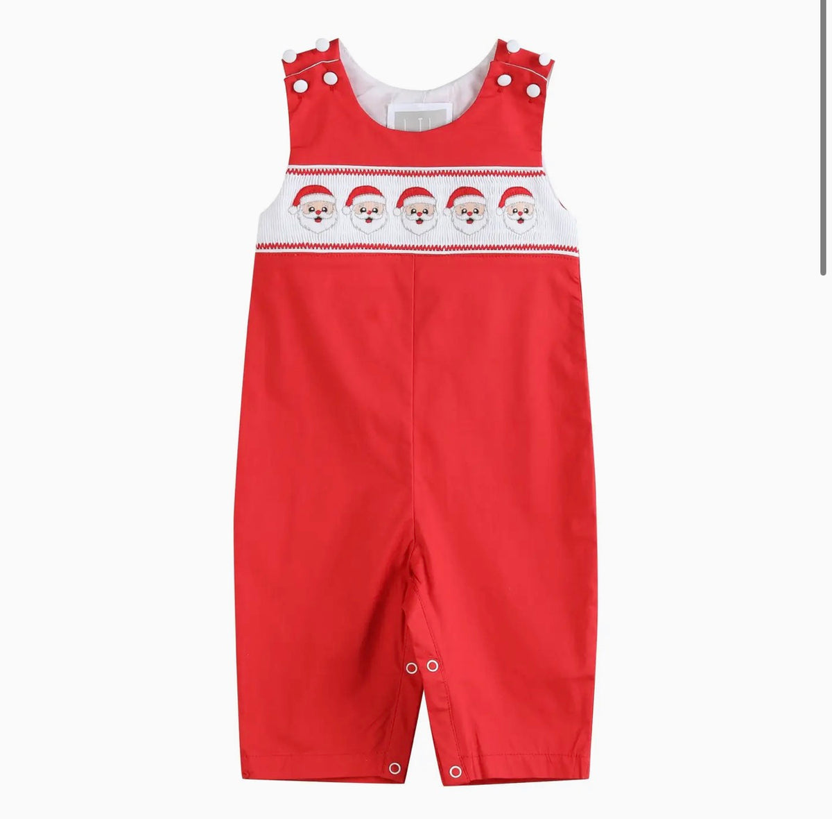 Red Santa Smocked Overalls