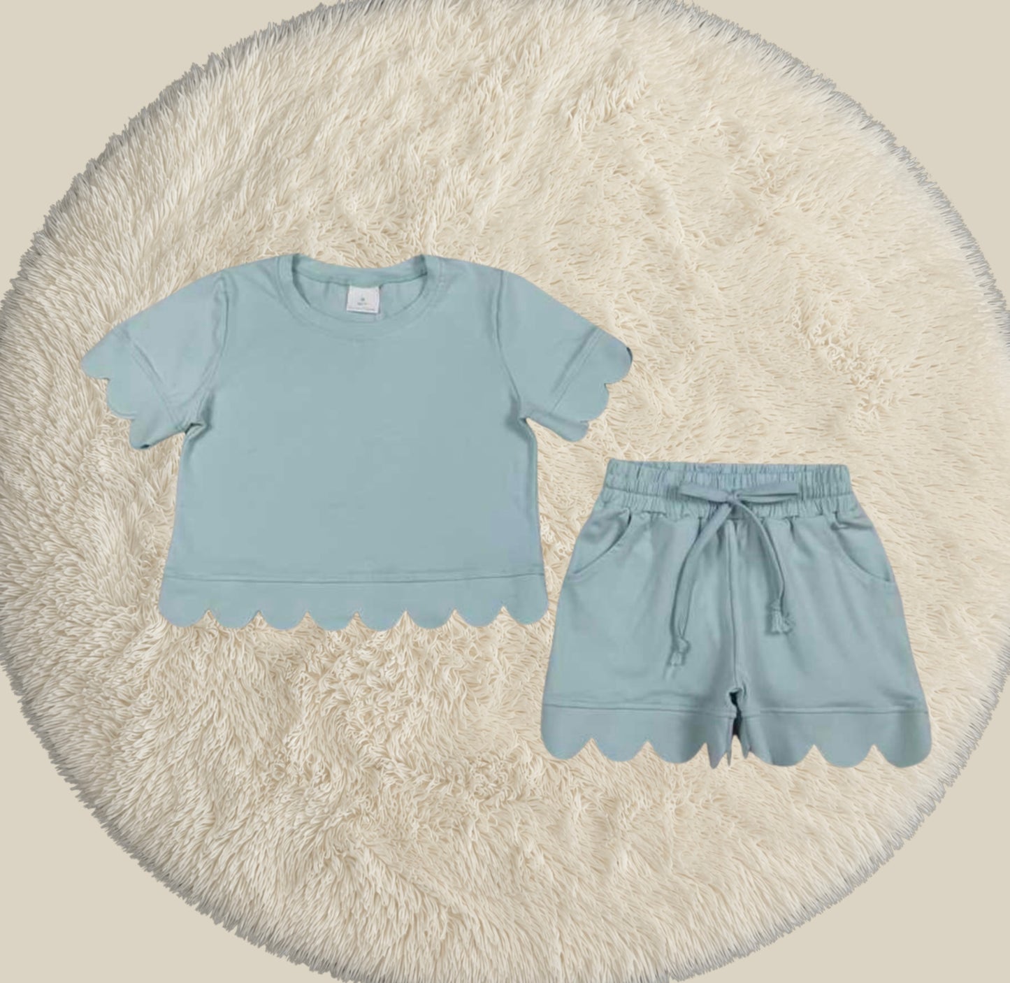 Girls Scalloped Shorts Set