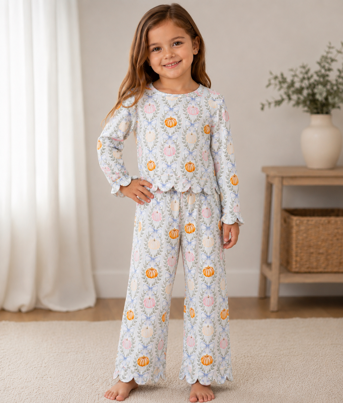 Scalloped Pumpkin Pants Set