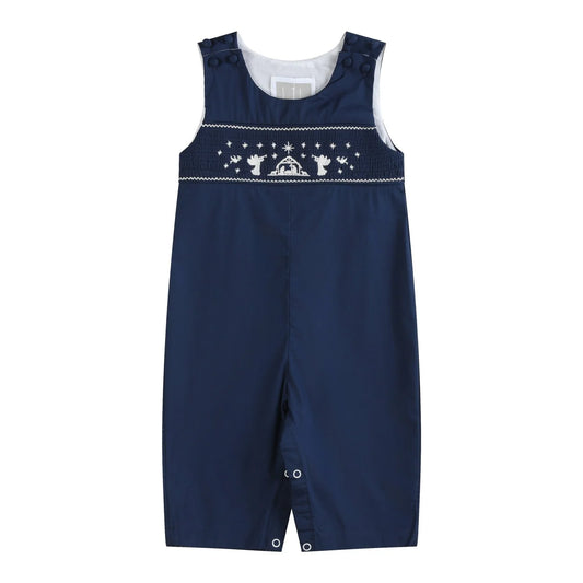 Blue Nativity Smocked Longalls