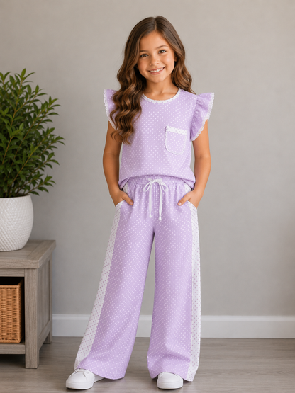 Polka Dot Wide Leg Pants Set