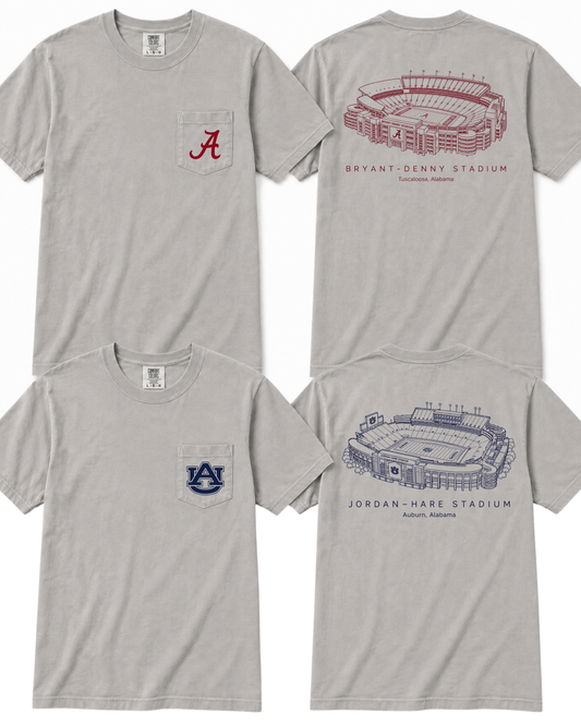 Grey Comfort Colors Stadium Pocket Tee