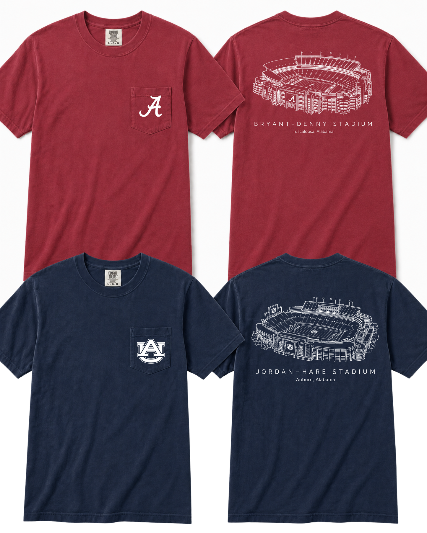 Navy/Crimson Comfort Colors Stadium Pocket Tee