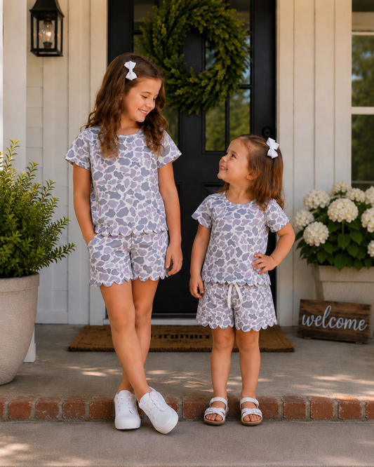 Camo Scalloped Shorts Sets